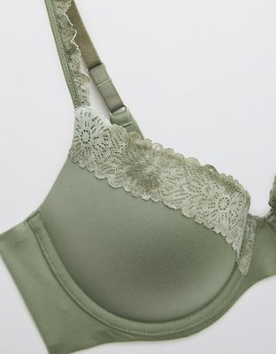 Aerie Real Sunnie Demi Push Up Blossom Lace Trim Bra