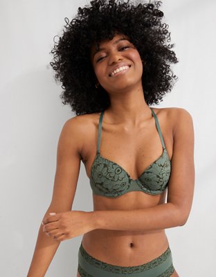 Aerie Real Sunnie Demi Push Up Blossom Lace Bra
