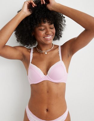 Aerie Real Sunnie Bra de media copa con pushup y encaje ombré
