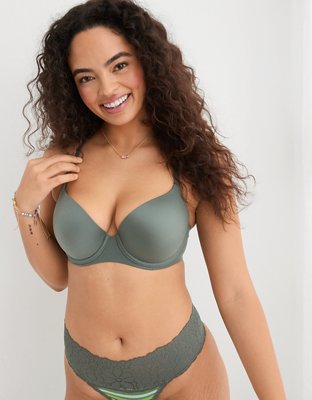 Aerie Real Sunnie Bra de media copa con pushup y tiras