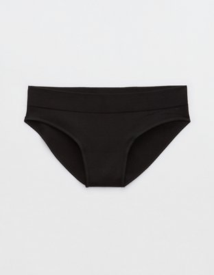 Women's Seamless Mid-Rise Bikini Underwear - Auden - Black, Size Large