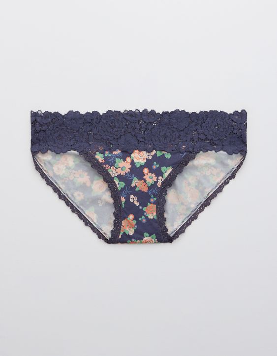 Aerie Bluegrass Lace Shine Bikini Underwear