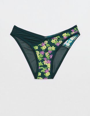 Women's Leaf Mesh Hipster Underwear - Auden Olive Green M