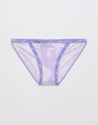 Aerie SMOOTHEZ Mesh High Cut Thong - Medium - AE Purple Panty