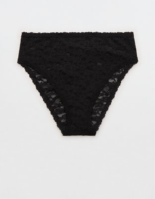 Show Off Flocked Vintage Lace High Waisted Bikini Underwear