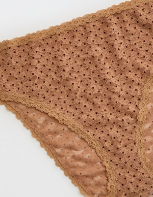 Show Off Flocked Vintage Lace High Waisted Bikini Underwear