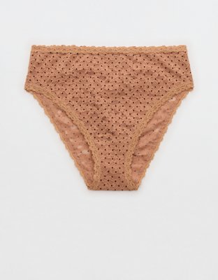 Show Off Flocked Vintage Lace High Waisted Bikini Underwear