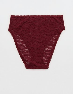 Show Off Flocked Vintage Lace High Waisted Bikini Underwear
