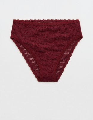 Show Off Flocked Vintage Lace High Waisted Bikini Underwear