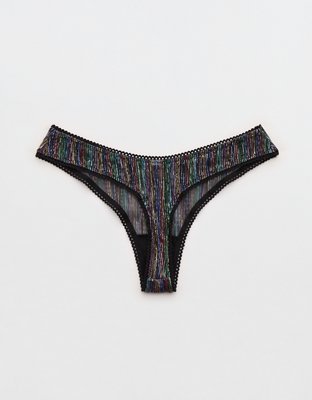 Show Off Pride Lurex Mesh Thong Underwear | Aerie