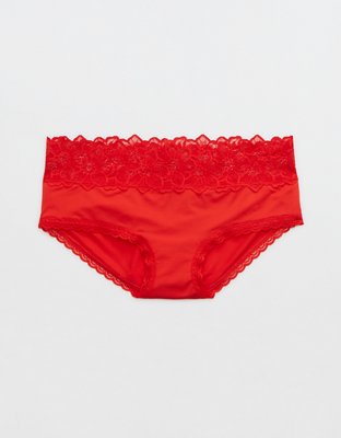 Aerie Women's Red Colorful V-Cut No Show Cheeky Style Underwear Size M NWT