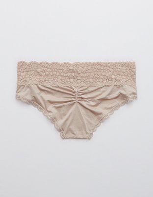 Aerie Sugar Cookie Lace Shine Cheeky Underwear