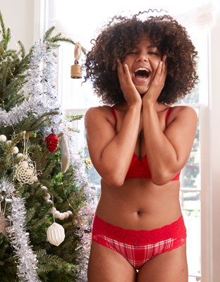 Aerie Sugar Cookie Lace Shine Cheeky Underwear