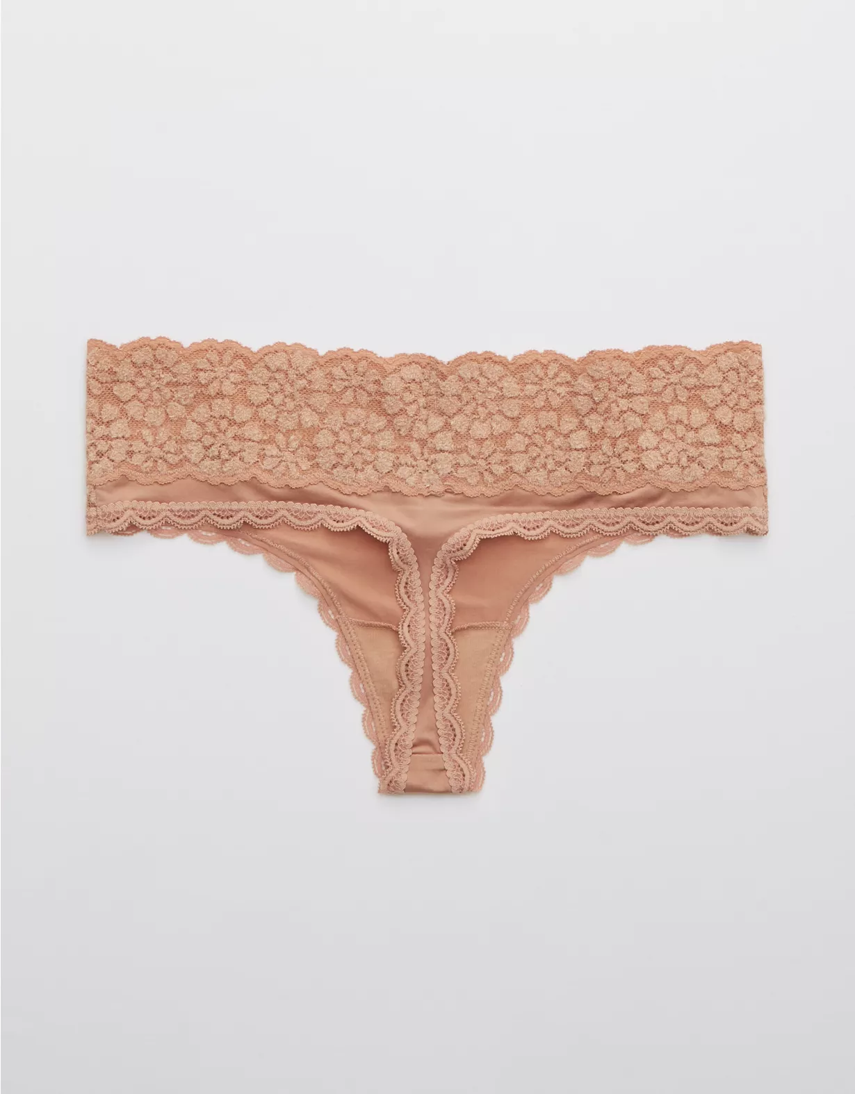 Aerie Sugar Cookie Lace Shine Thong Underwear