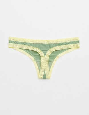 Aerie Float Microfiber Lace Thong Underwear