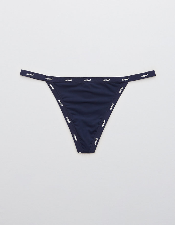 Lace Trim Ribbed Cheeky Panty - Morning blue