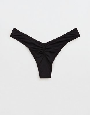 Microfiber No-show Thong Panty - Black