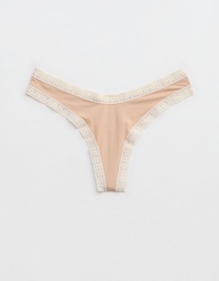 Aerie SMOOTHEZ Lace No Show Thong Underwear