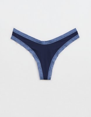 SMOOTHEZ Microfiber Lace Thong Underwear
