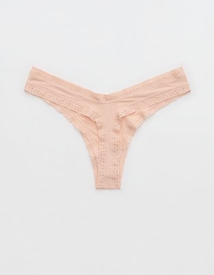 SMOOTHEZ Microfiber Lace Thong Underwear