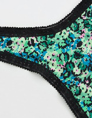 SMOOTHEZ Microfiber Lace Thong Underwear