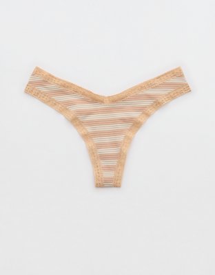 SMOOTHEZ Microfiber Lace Thong Underwear