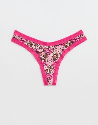 SMOOTHEZ Microfiber Lace Thong Underwear