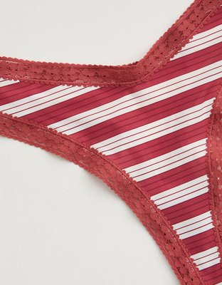 SMOOTHEZ Microfiber Lace Thong Underwear