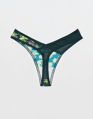 Culotte tanga en microfibre à dentelle en maille SMOOTHEZ