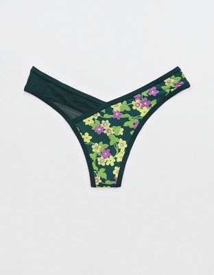 Aerie SMOOTHEZ Mesh High Cut Thong - Medium - AE Purple Panty Underwear NWT