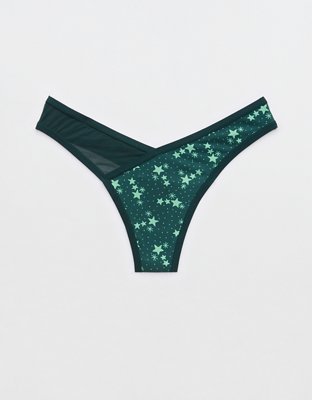 Lace tanga briefs - dark green - Undiz