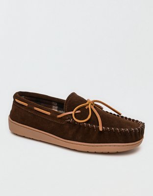 Minnetonka Men's Plaid Lined Hardsole Moccasin