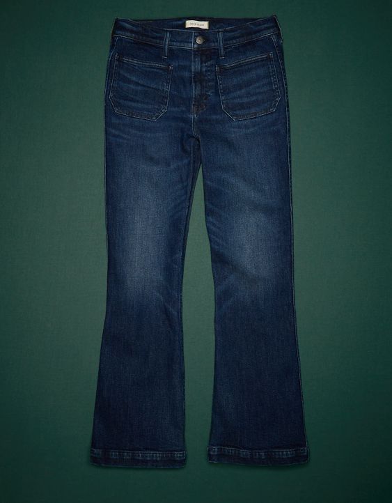 AE77 Premium High-Waisted Crop Flare Jean