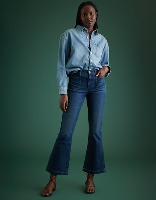 High-Waisted Eco-Friendly Vintage Flare Jeans For Women