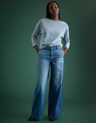 Blue Washed Denim Jeans for Woman in Denim