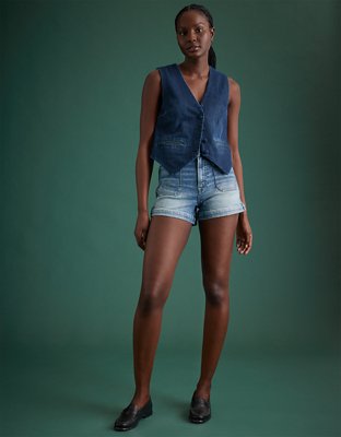 AE77 Premium High-Waisted Denim Short