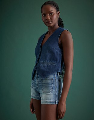 AE77 Premium High-Waisted Denim Short