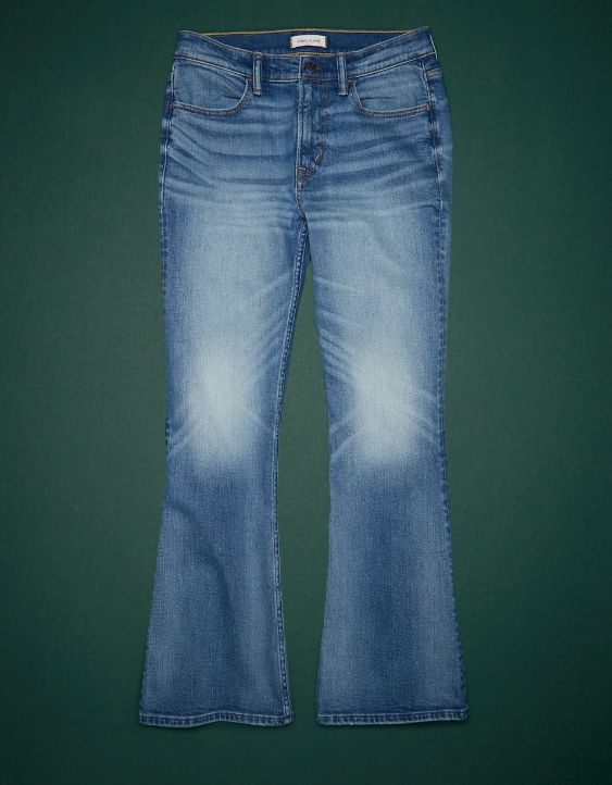 AE77 Premium High-Waisted Crop Flare Jean