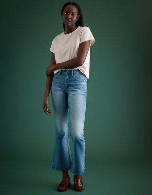 AE77 Premium High-Waisted Crop Flare Jean