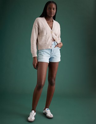 Short découpé en denim à taille haute haut de gamme AE77