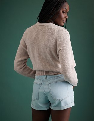 AE77 Premium High-Waisted Cut-Off Denim Short