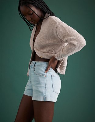 AE77 Premium High-Waisted Cut-Off Denim Short