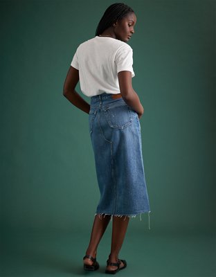 AE77 Premium Denim Midi Skirt