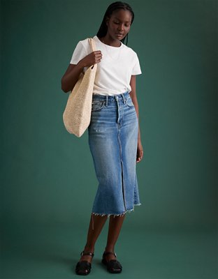 AE77 Premium Denim Midi Skirt