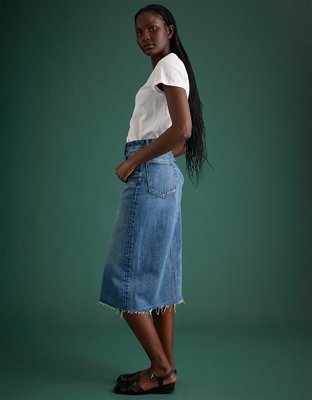 AE77 Premium Denim Midi Skirt