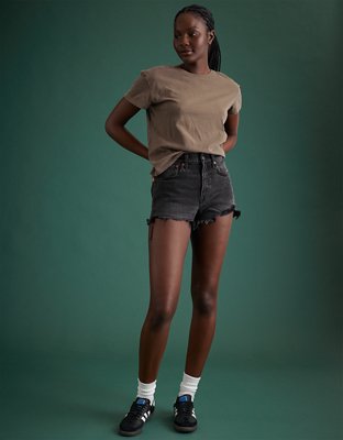 AE77 Premium High-Waisted Cut-Off Denim Short