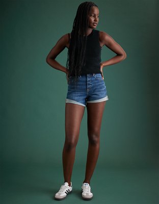 AE77 Premium High-Waisted Cut-Off Denim Short