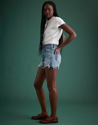 AE77 Premium High-Waisted Cut-Off Denim Short