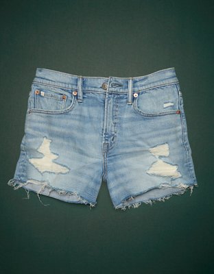 AE77 Premium High-Waisted Cut-Off Denim Short