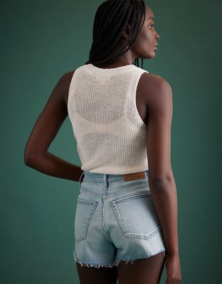 AE77 Premium High-Waisted Cut-Off Denim Short